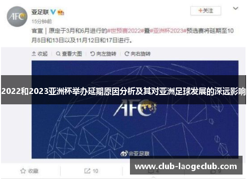 2022和2023亚洲杯举办延期原因分析及其对亚洲足球发展的深远影响 2022和2023亚洲杯举办延期原因分析及其对亚洲足球发展的深远影响